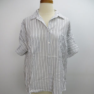 Maxwell Shirt White Black Pinstripe S Short Sleeve